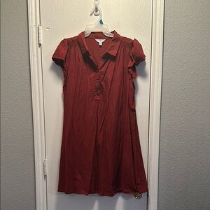 Chic Burgundy Short Sleeve Dress